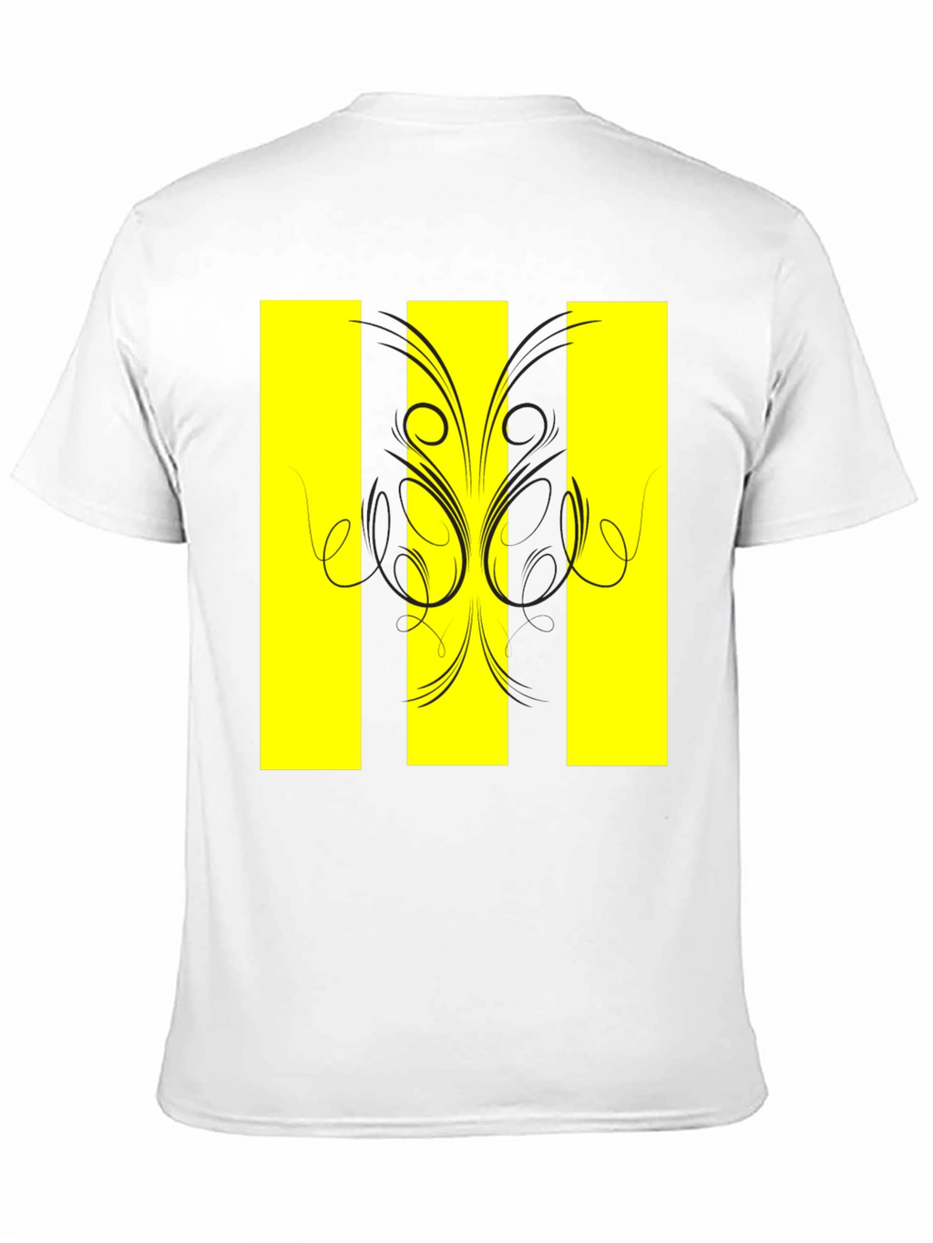 Black T-Shirt with Yellow Stripe Design