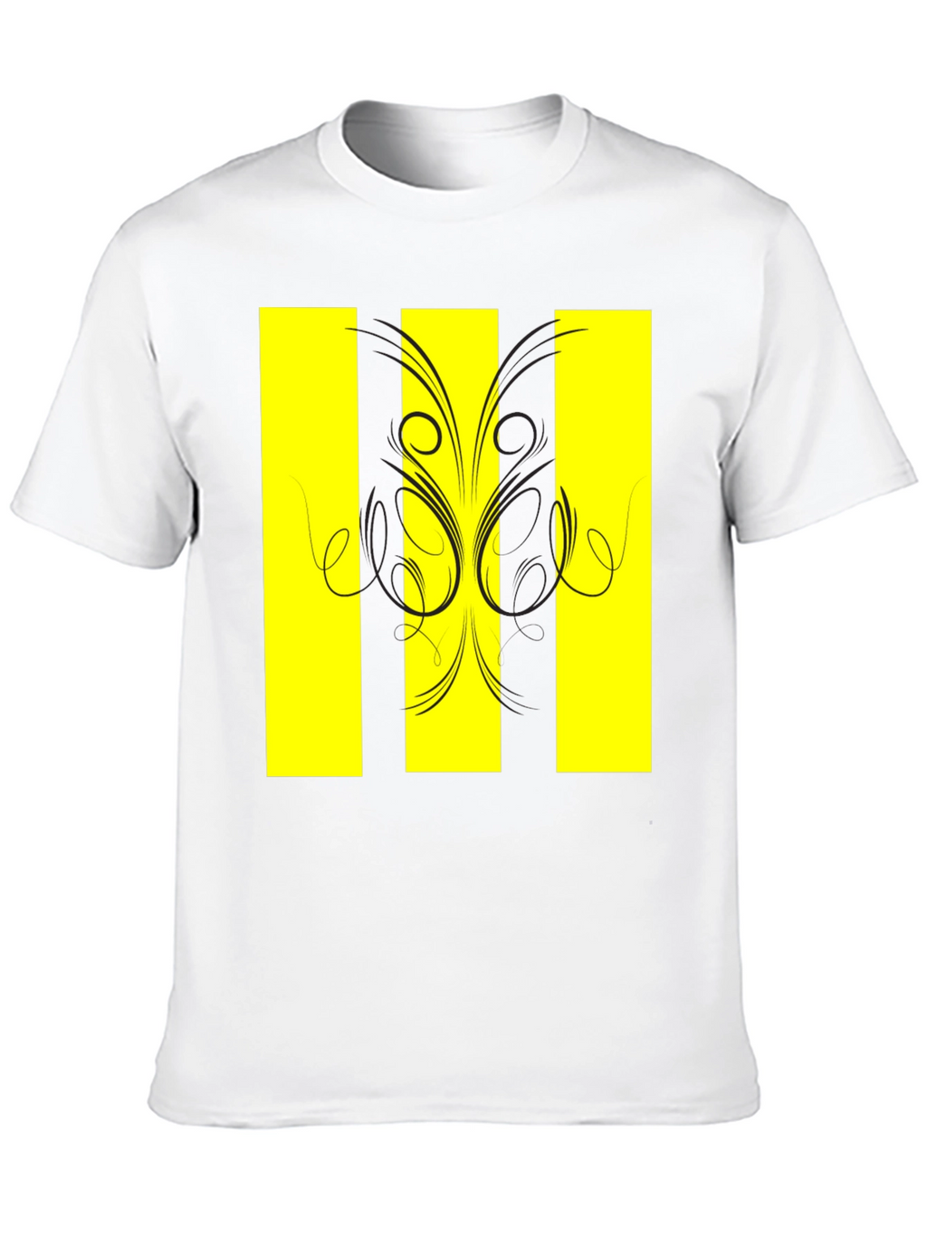 Black T-Shirt with Yellow Stripe Design