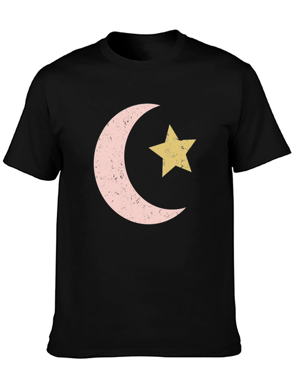 Crescent Moon and Star Graphic Tee - Black