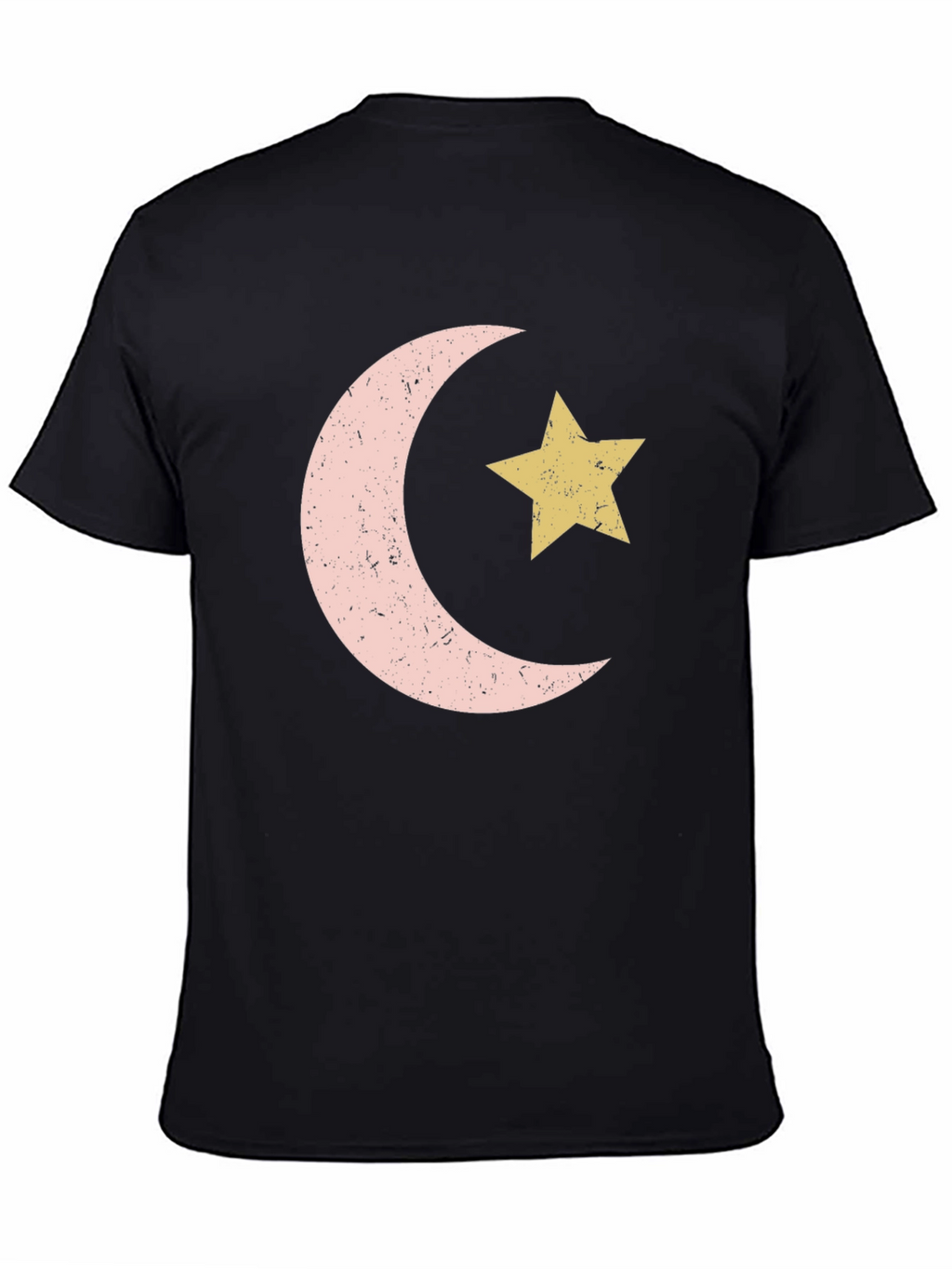 Crescent Moon and Star Graphic Tee - Black