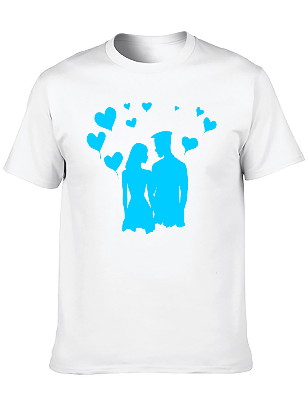 Couples Love T-Shirt - Black with Blue Heart Design