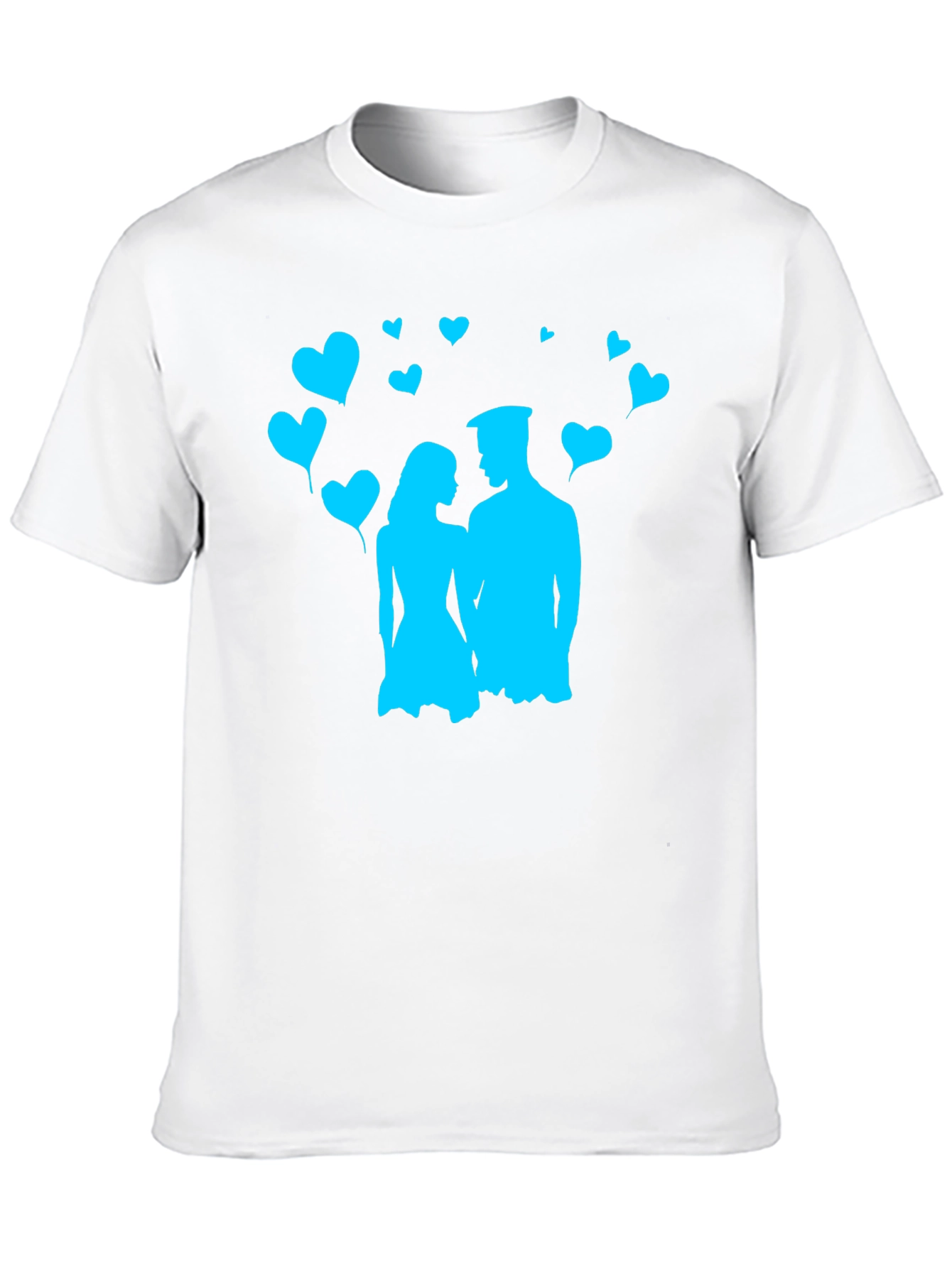 Couples Love T-Shirt - Black with Blue Heart Design