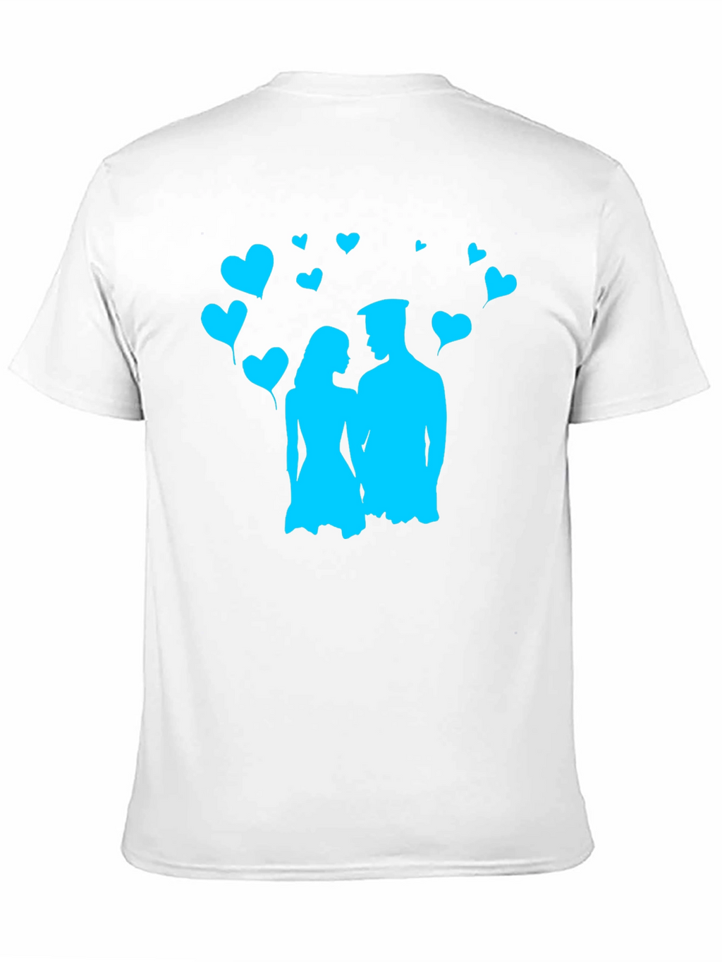 Couples Love T-Shirt - Black with Blue Heart Design