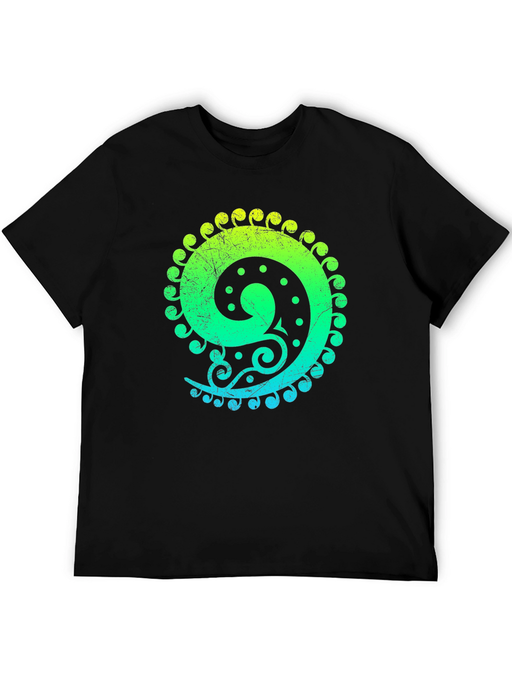 Gradient Spiral Graphic Black T-Shirt