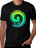 Gradient Spiral Graphic Black T-Shirt