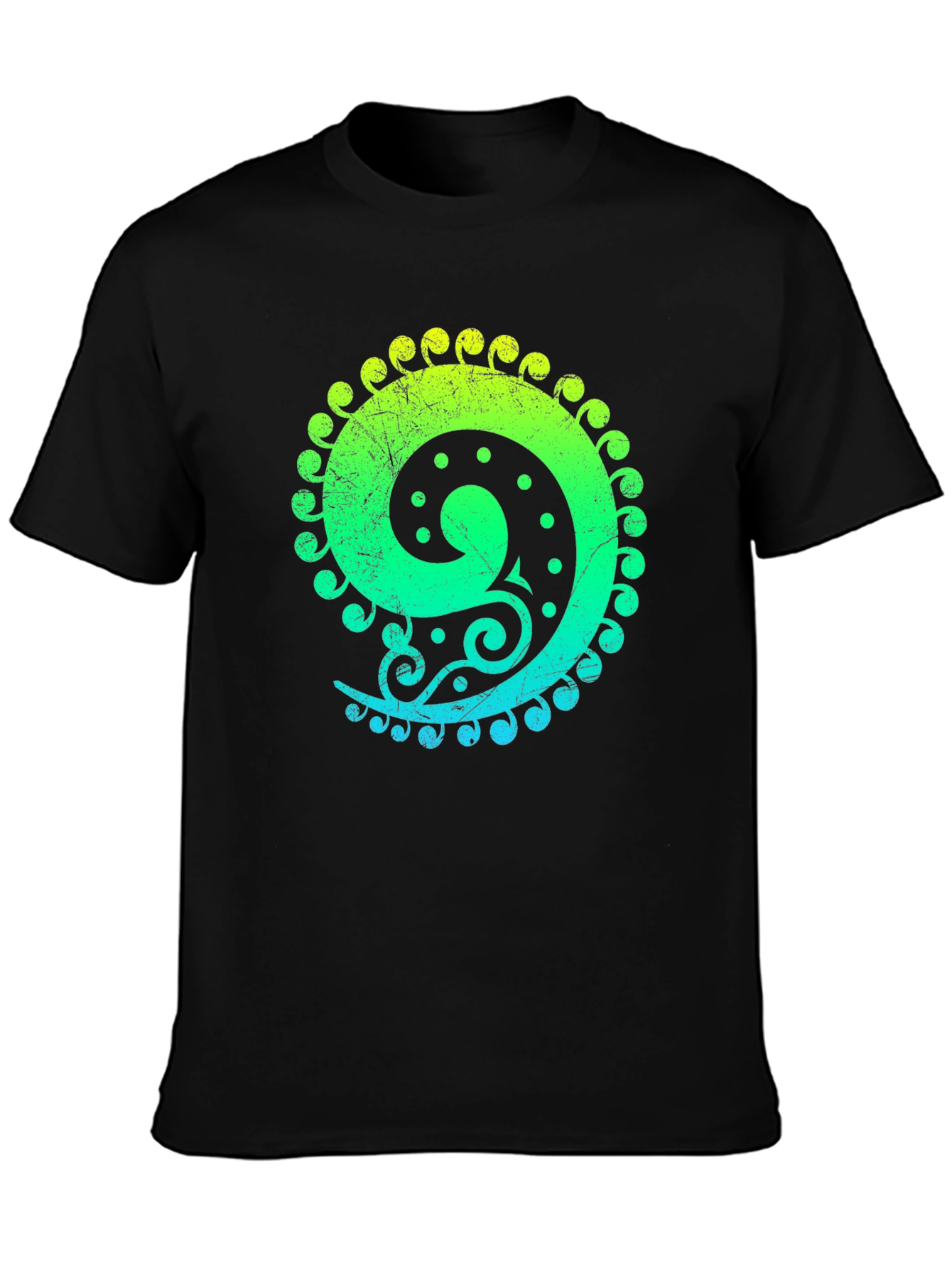 Gradient Spiral Graphic Black T-Shirt
