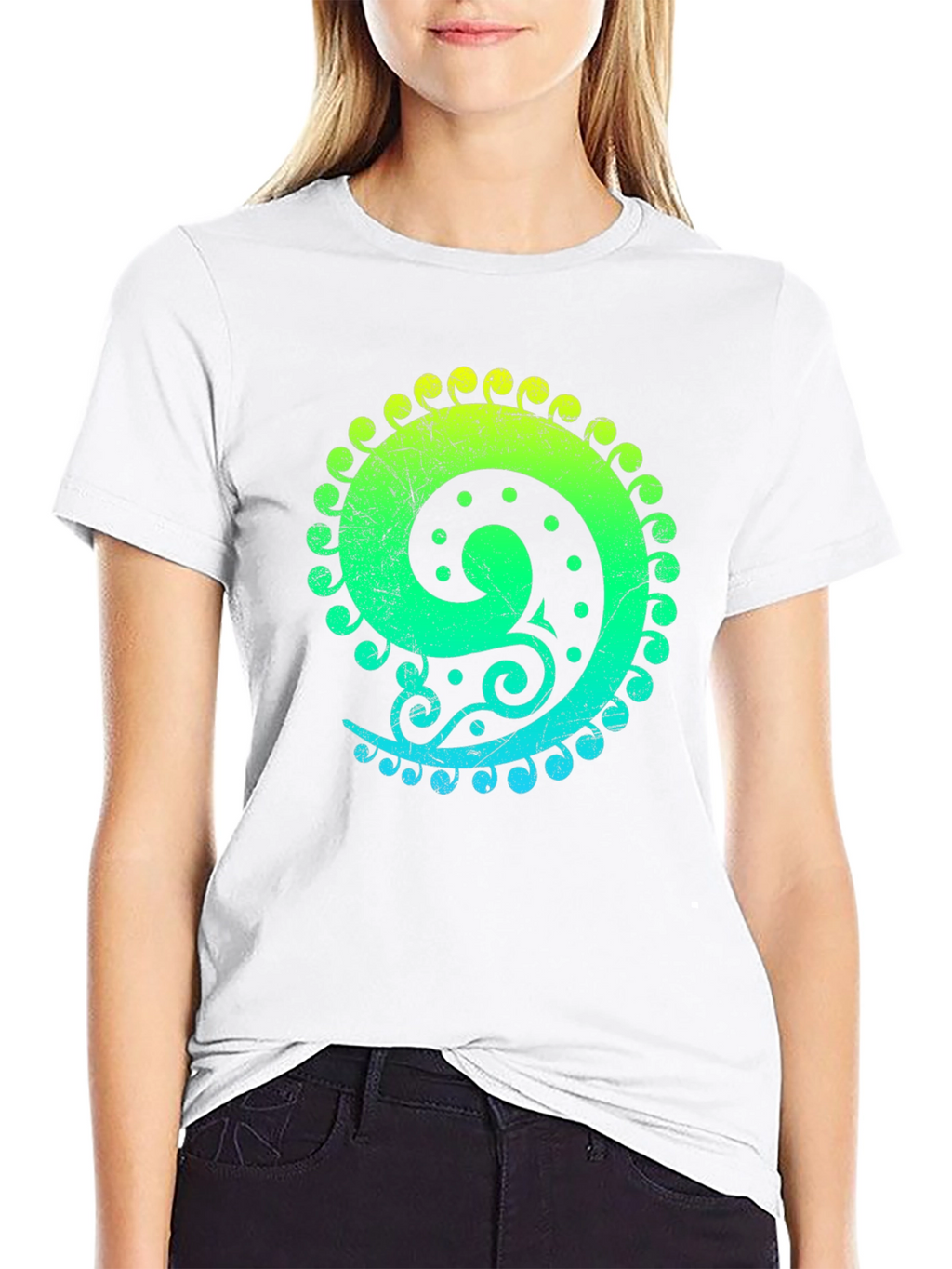 Gradient Spiral Graphic Black T-Shirt