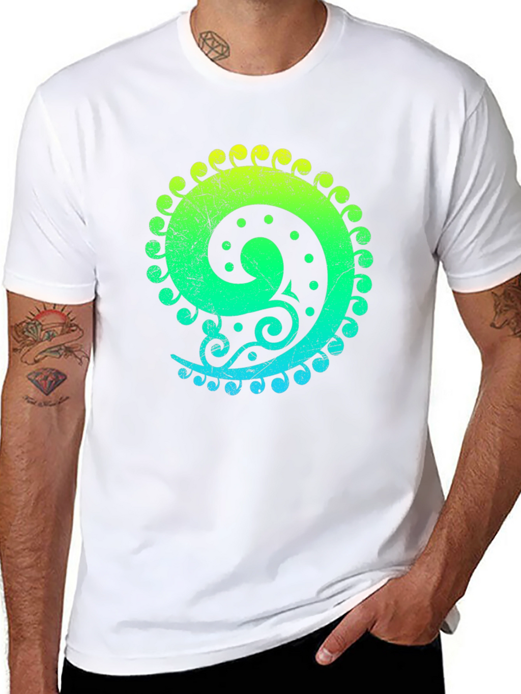 Gradient Spiral Graphic Black T-Shirt