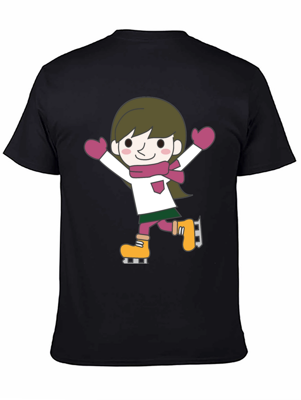 Cute Cartoon Skater Graphic Tee - Black