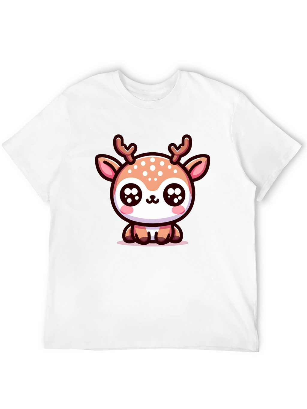 Cute Deer Graphic Tee - Black Cotton Blend