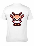 Cute Deer Graphic Tee - Black Cotton Blend