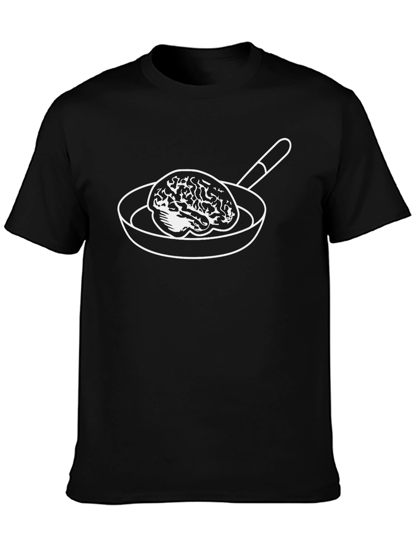 Brain Fry Pan Graphic Tee - Black Cotton T-Shirt