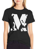 Bold Graphic Tee - Distressed White M on Black