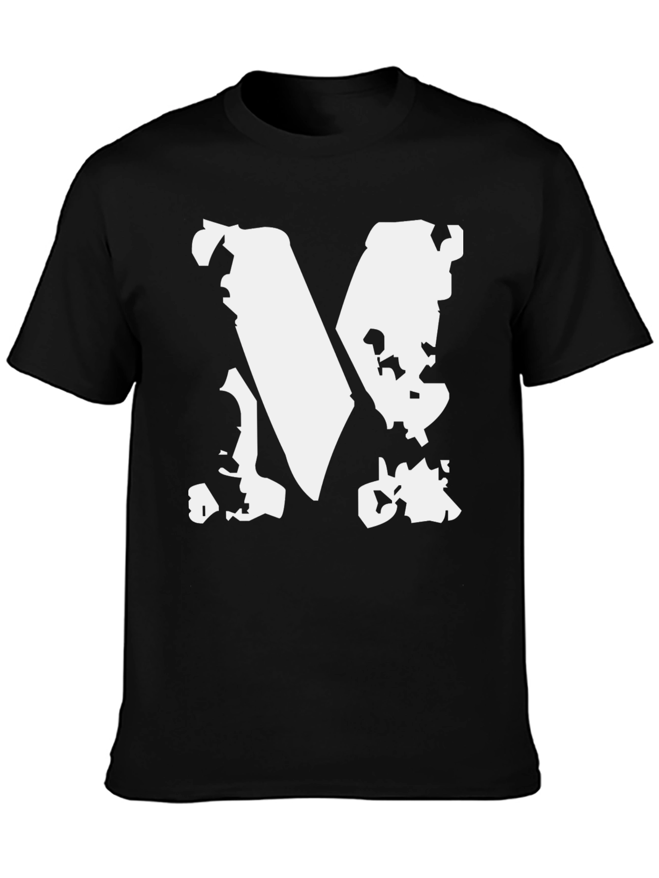 Bold Graphic Tee - Distressed White M on Black