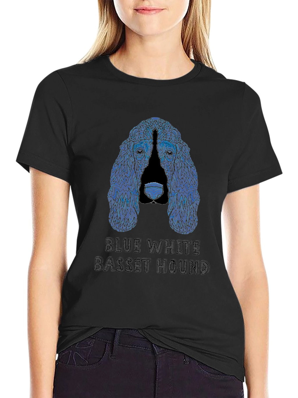 Blue White Basset Hound T-Shirt