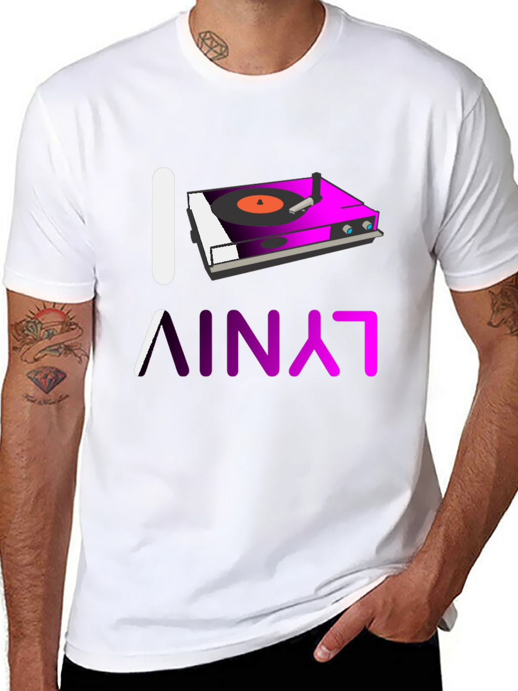I Love Vinyl Turntable Graphic T-Shirt