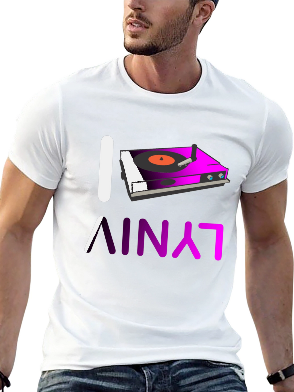 I Love Vinyl Turntable Graphic T-Shirt