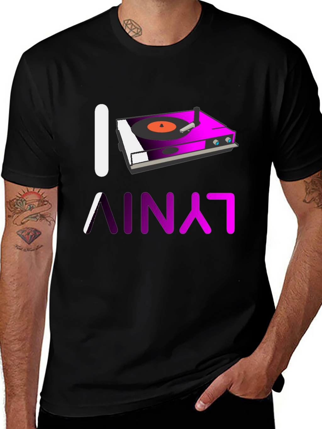 I Love Vinyl Turntable Graphic T-Shirt