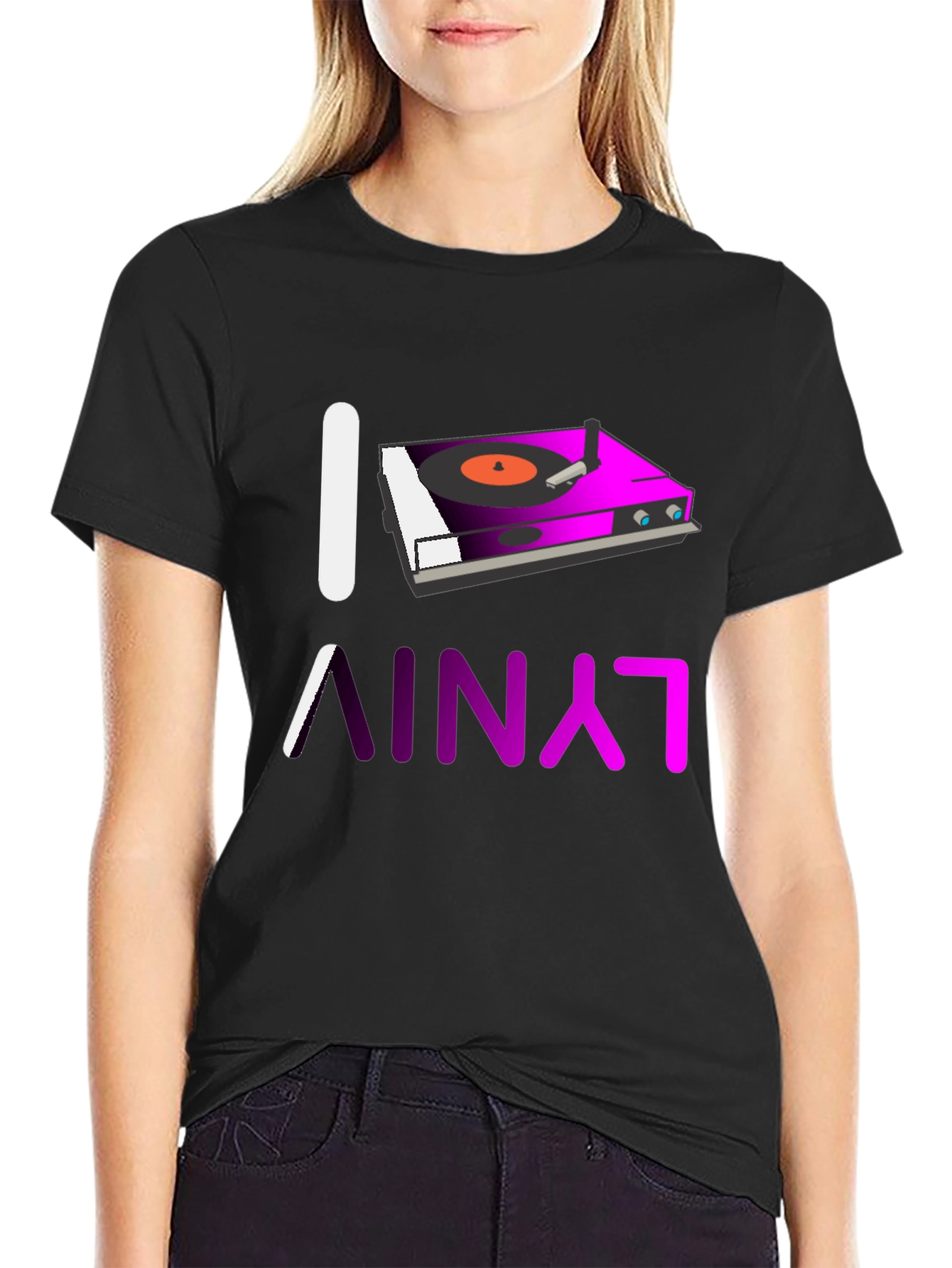 I Love Vinyl Turntable Graphic T-Shirt