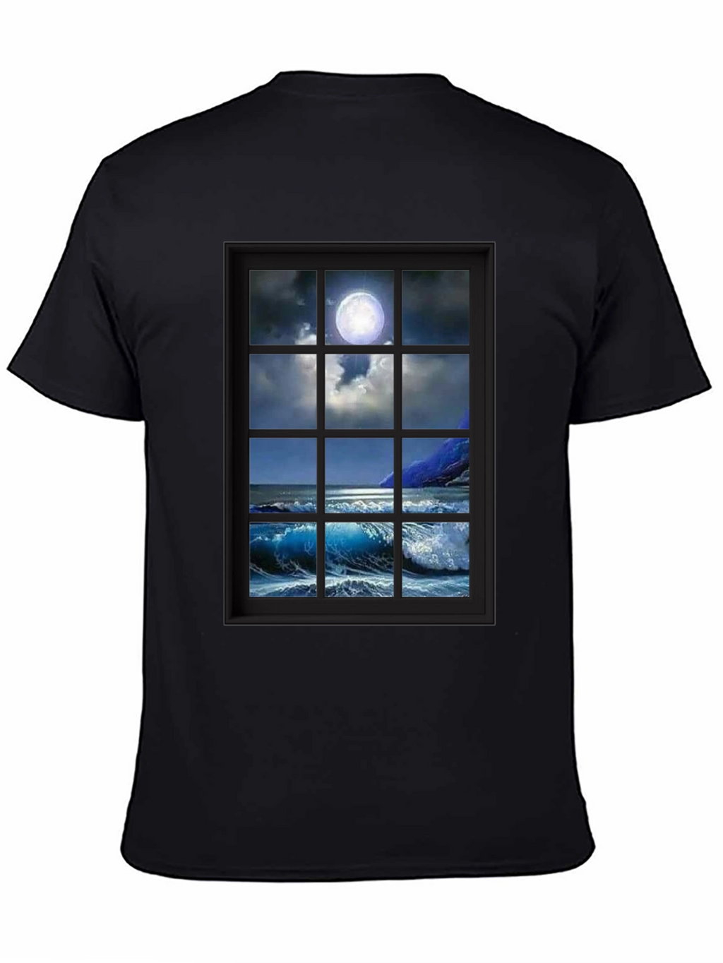 Moonlit Ocean View T-Shirt - Black