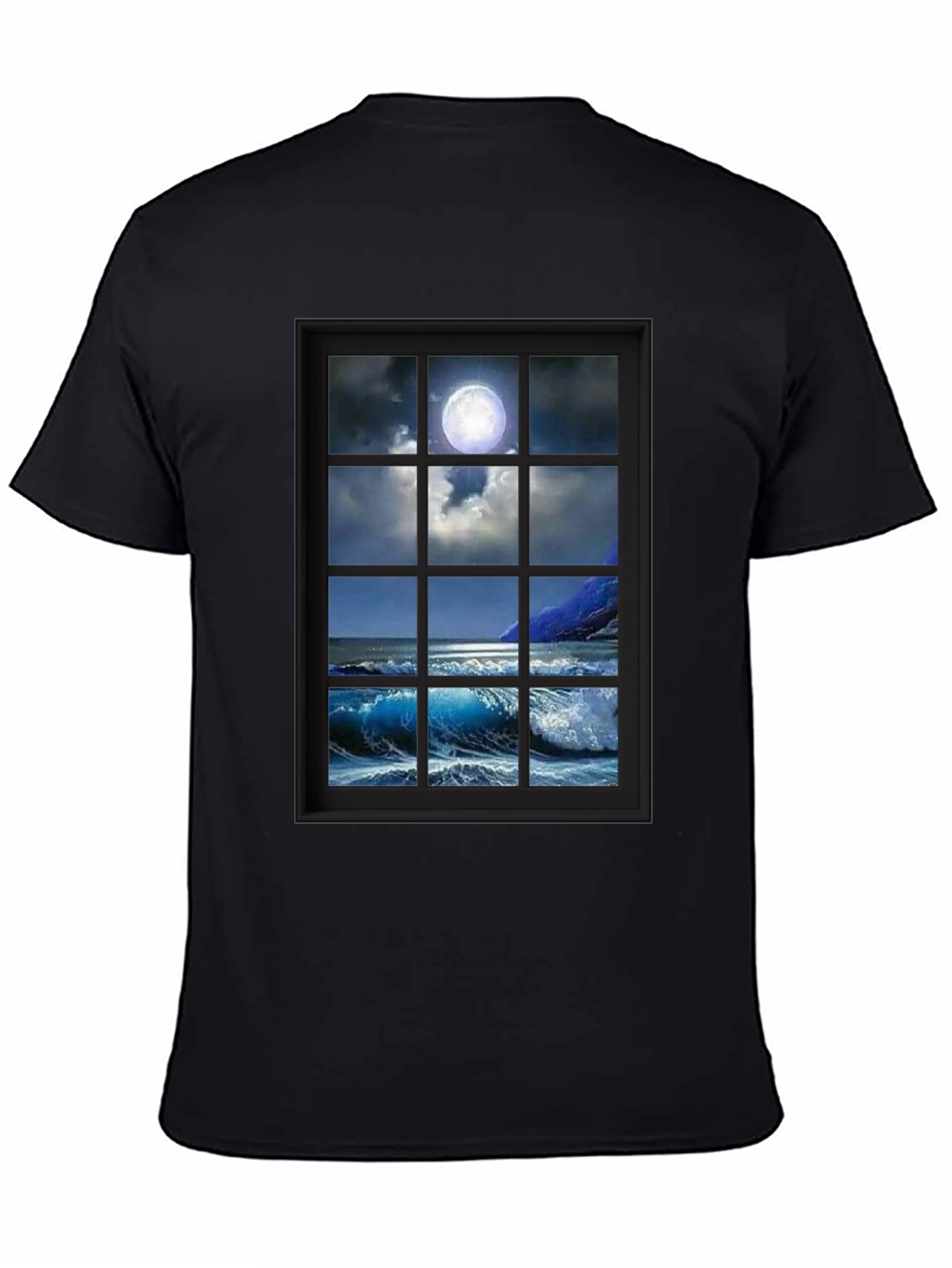 Moonlit Ocean View T-Shirt - Black
