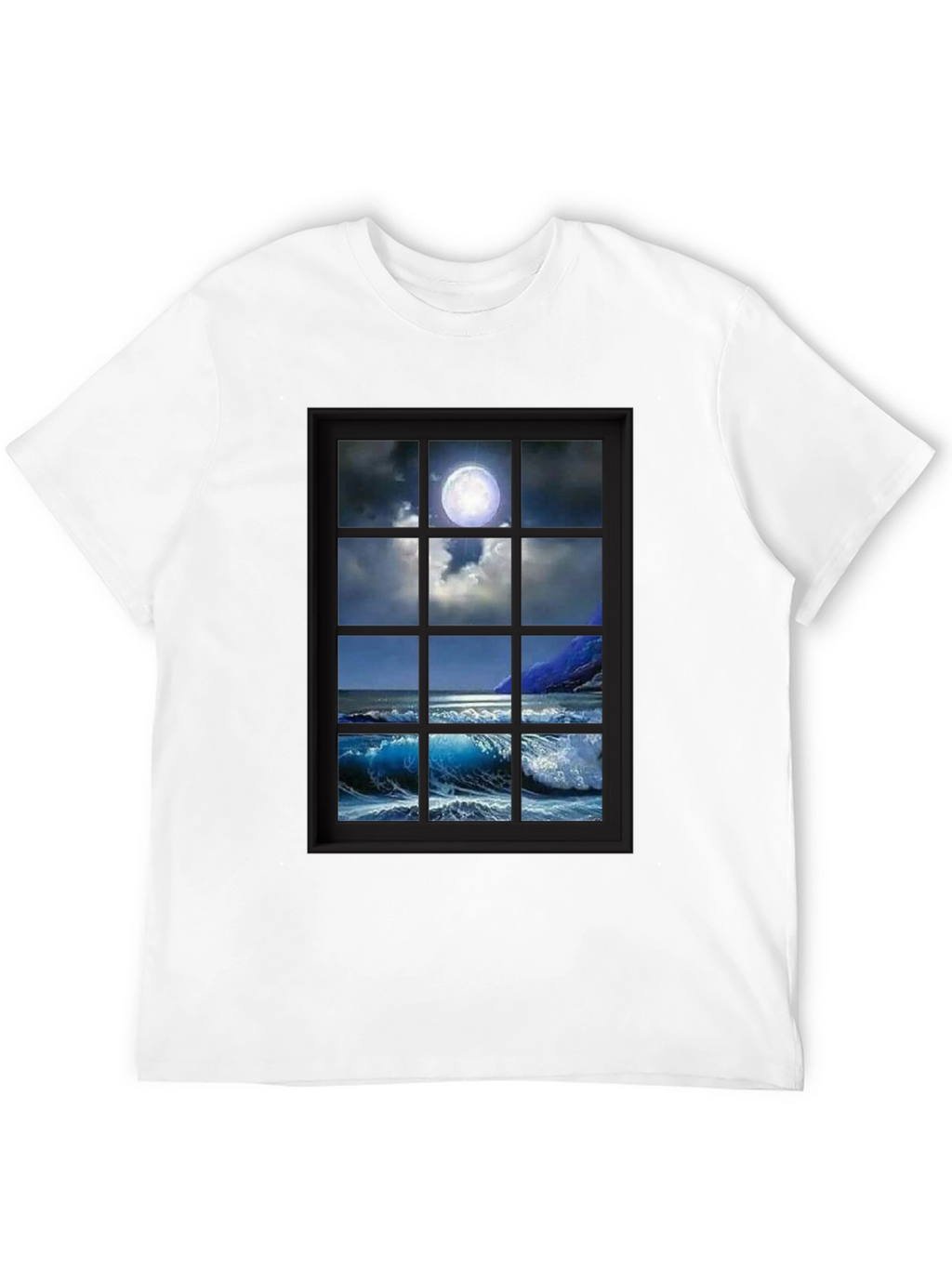 Moonlit Ocean View T-Shirt - Black