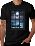 Moonlit Ocean View T-Shirt - Black