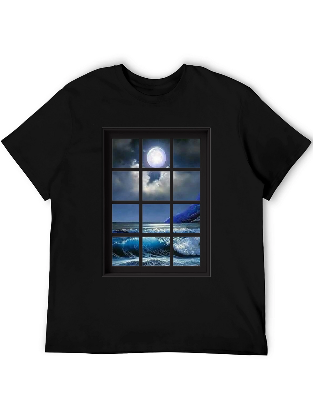 Moonlit Ocean View T-Shirt - Black