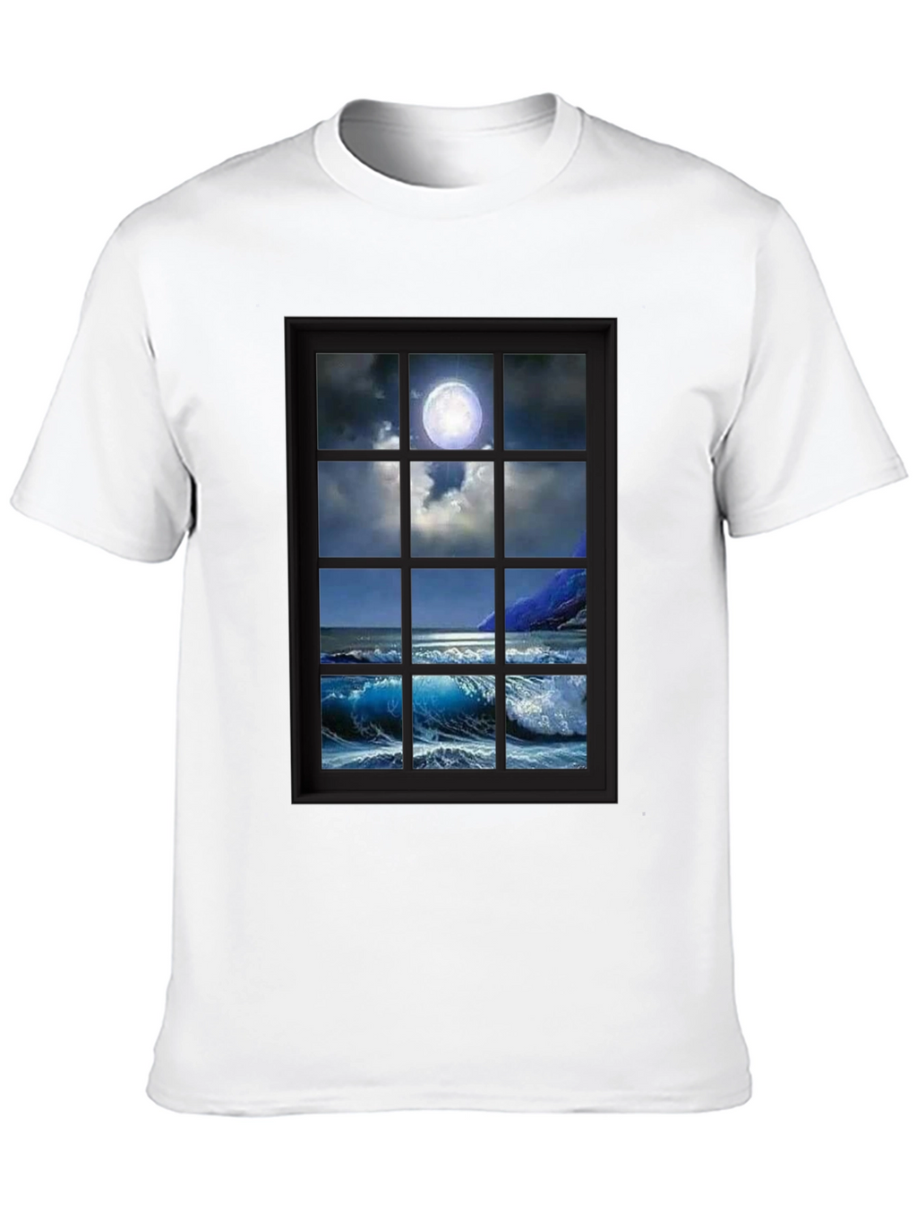 Moonlit Ocean View T-Shirt - Black