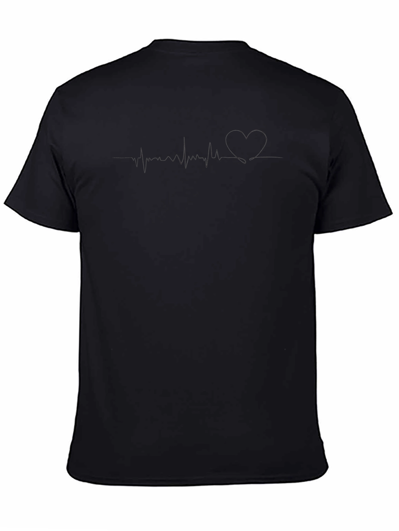 Mens Black Heartbeat Graphic T-Shirt