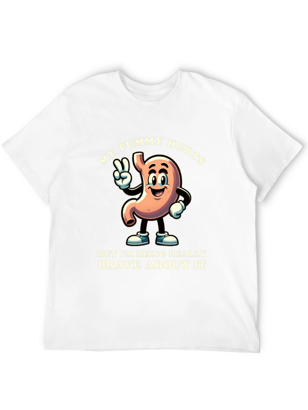 My Tummy Hurts Brave Cartoon Stomach Black T-Shirt