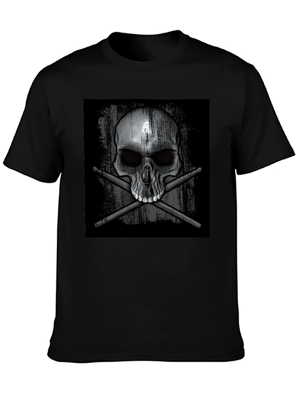 Skull & Drumsticks Graphic T-Shirt - Black