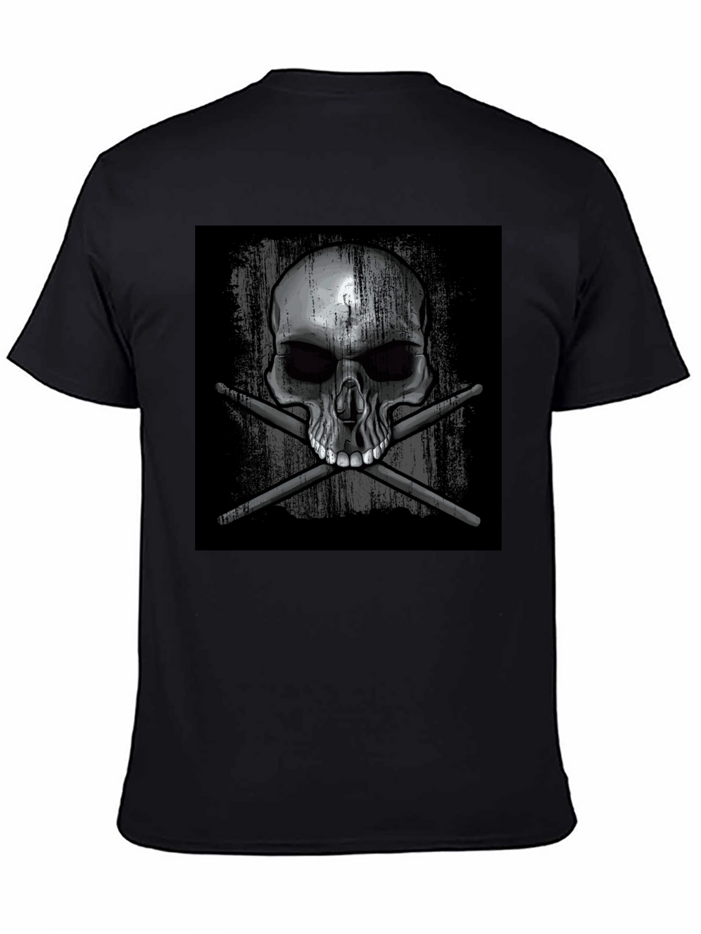 Skull & Drumsticks Graphic T-Shirt - Black