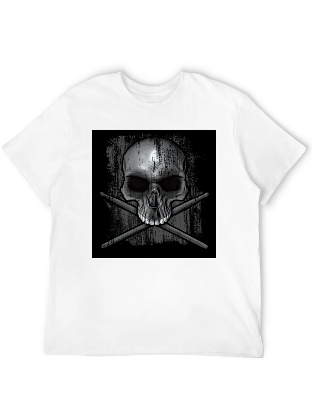 Skull & Drumsticks Graphic T-Shirt - Black