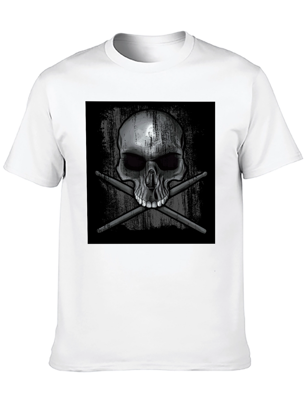 Skull & Drumsticks Graphic T-Shirt - Black