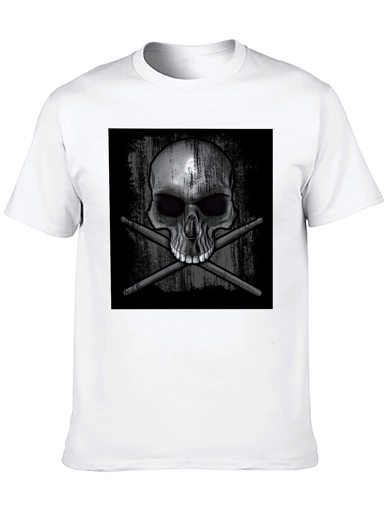 Skull & Drumsticks Graphic T-Shirt - Black