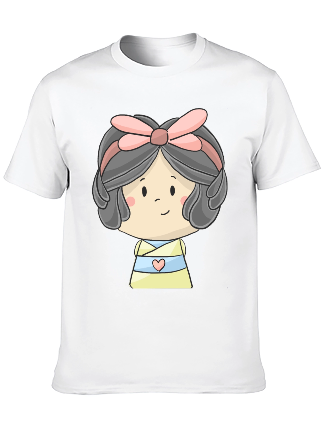 Cute Cartoon Girl Graphic Black T-Shirt