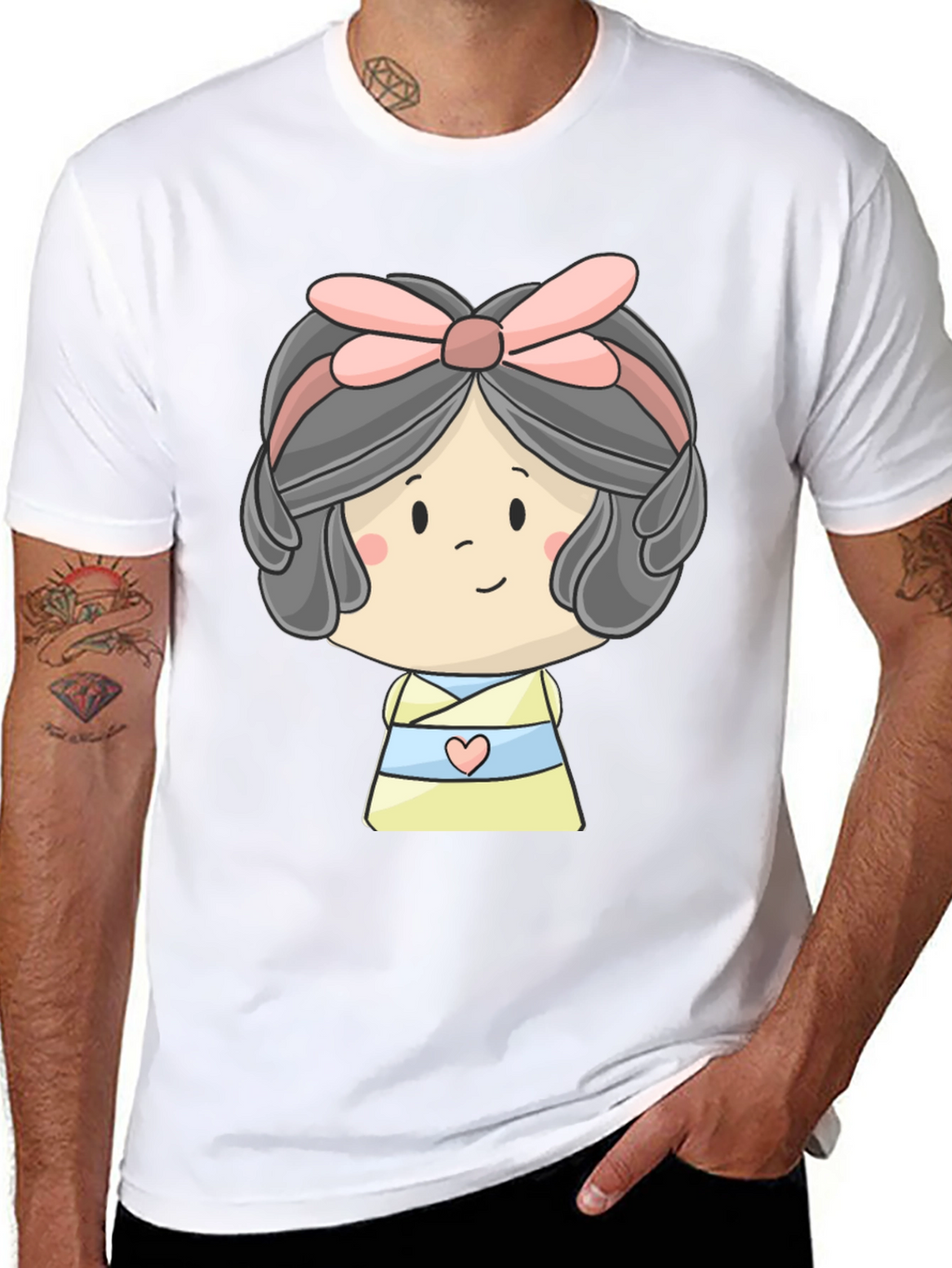 Cute Cartoon Girl Graphic Black T-Shirt