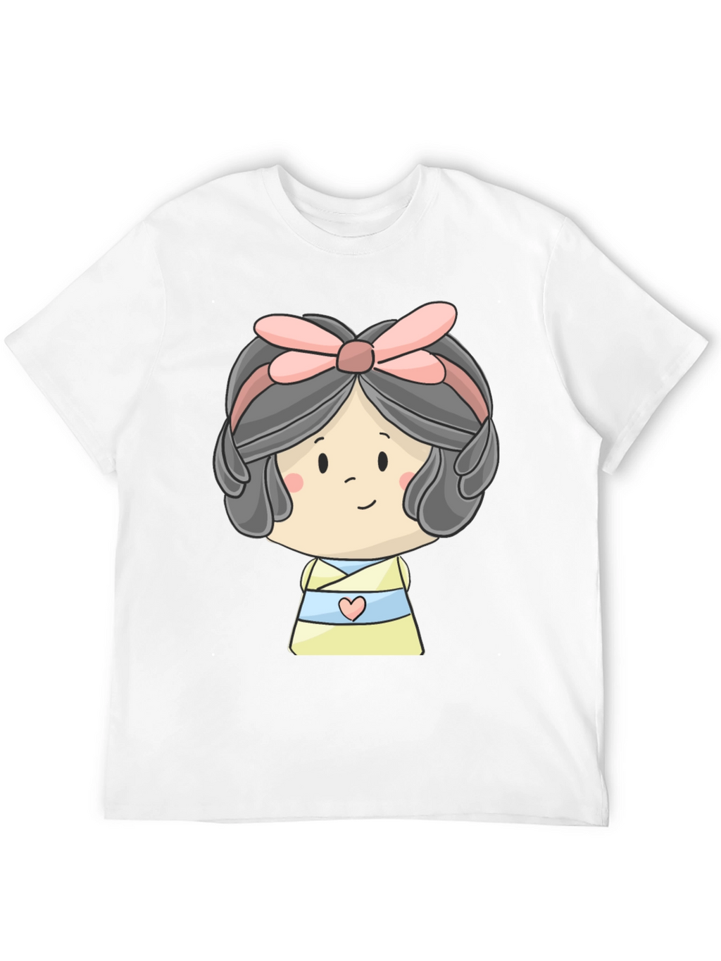 Cute Cartoon Girl Graphic Black T-Shirt