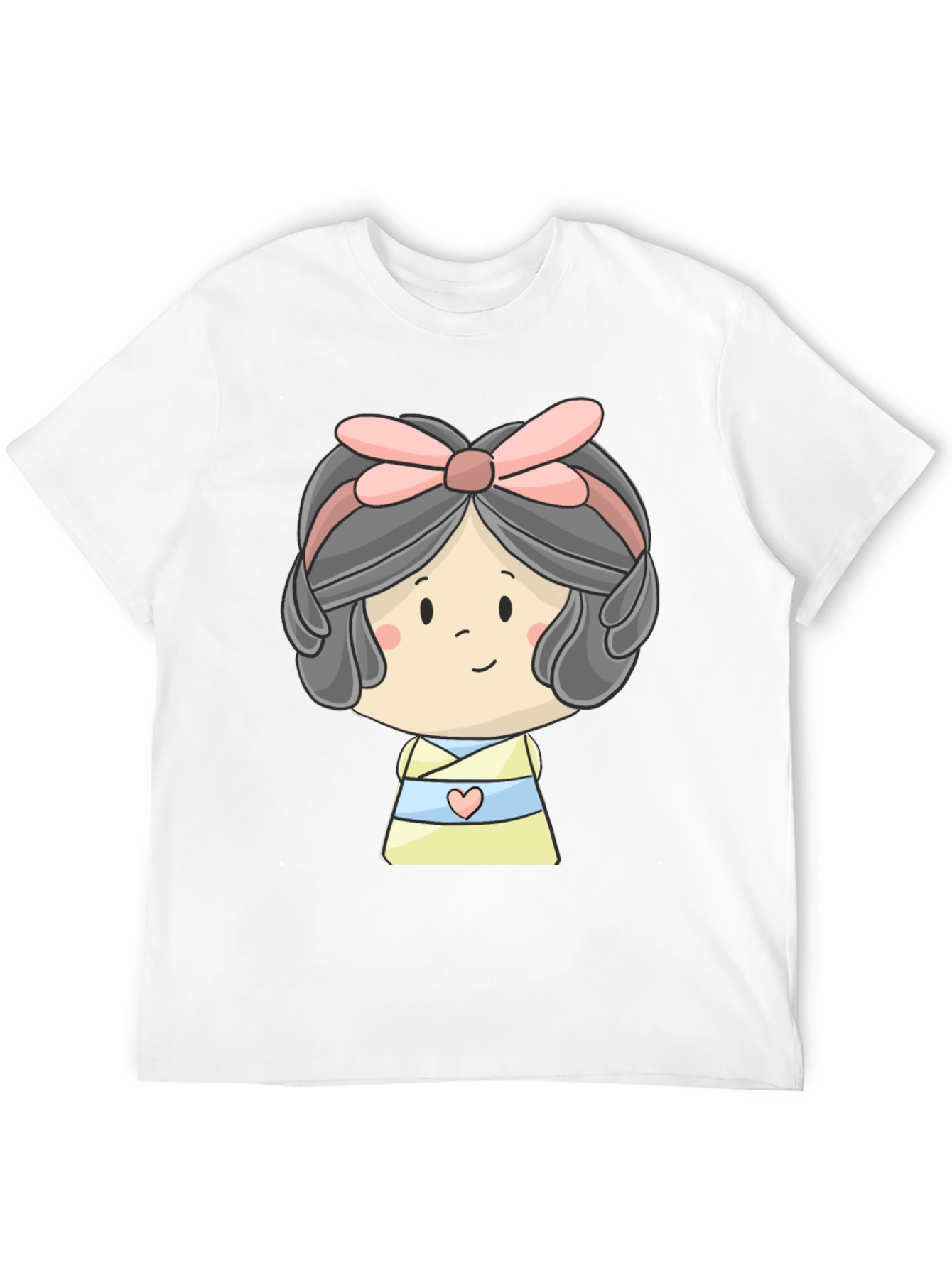 Cute Cartoon Girl Graphic Black T-Shirt