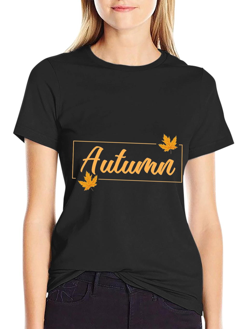Autumn Leaves Graphic Tee - Soft Black Cotton T-Shirt