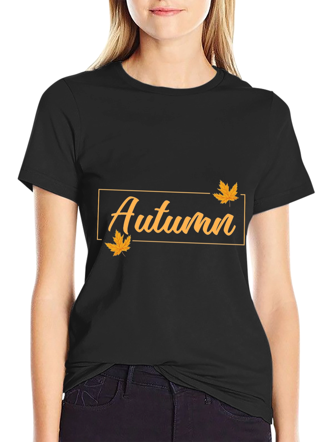Autumn Leaves Graphic Tee - Soft Black Cotton T-Shirt