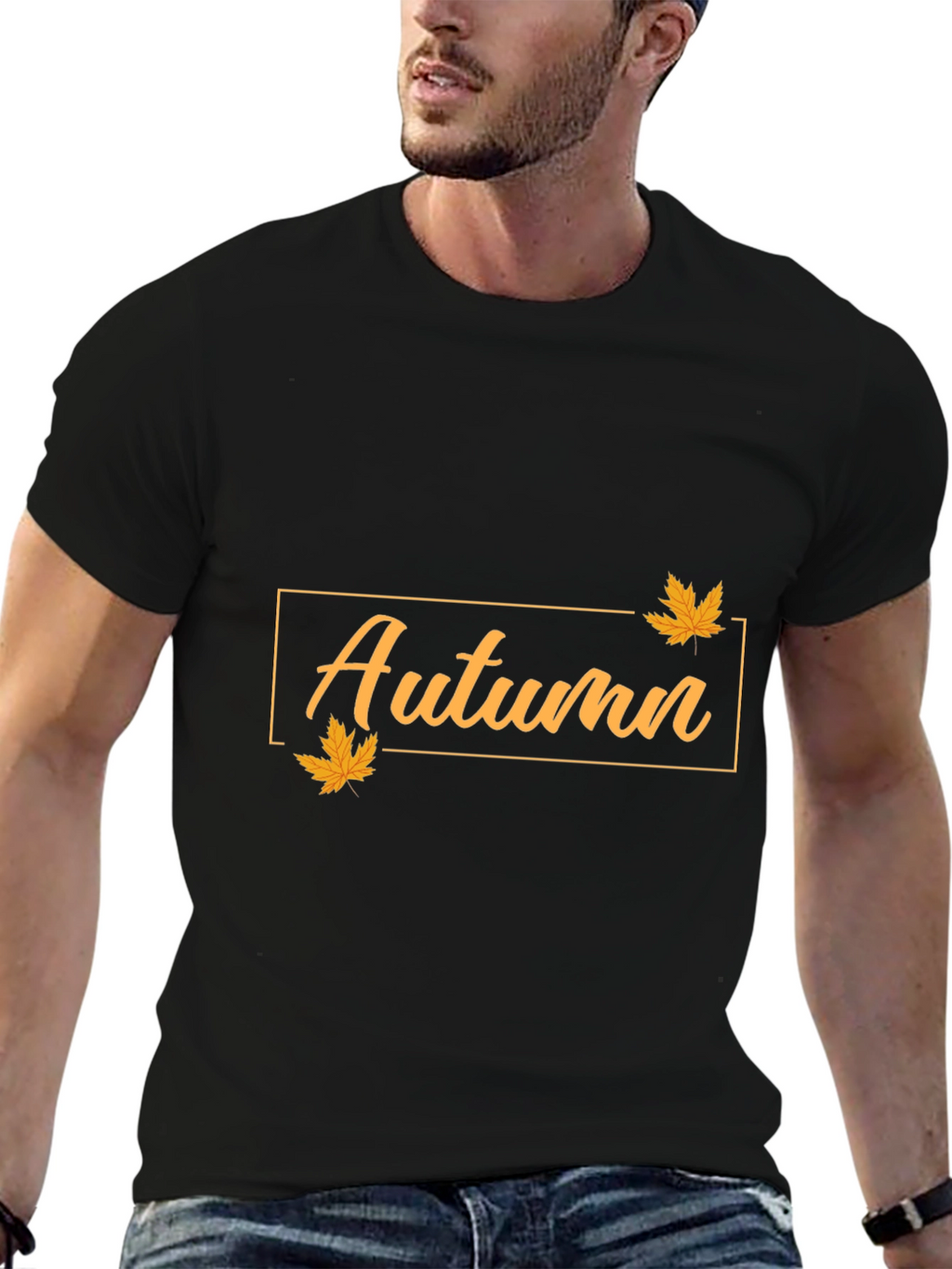 Autumn Leaves Graphic Tee - Soft Black Cotton T-Shirt