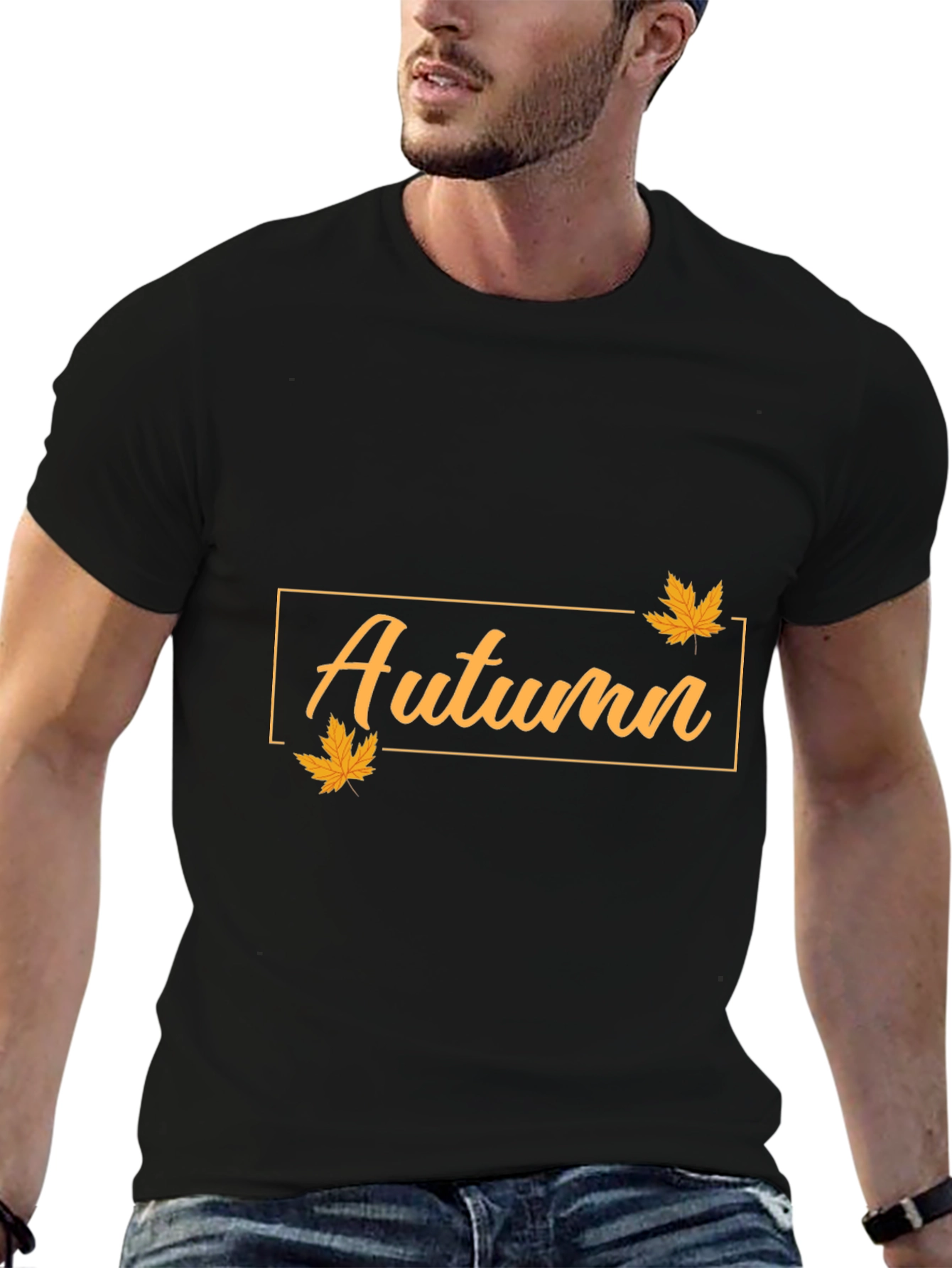 Autumn Leaves Graphic Tee - Soft Black Cotton T-Shirt