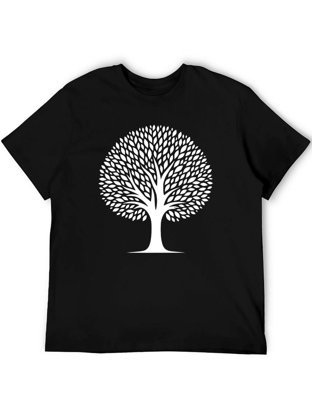 Black T-Shirt with White Tree Graphic