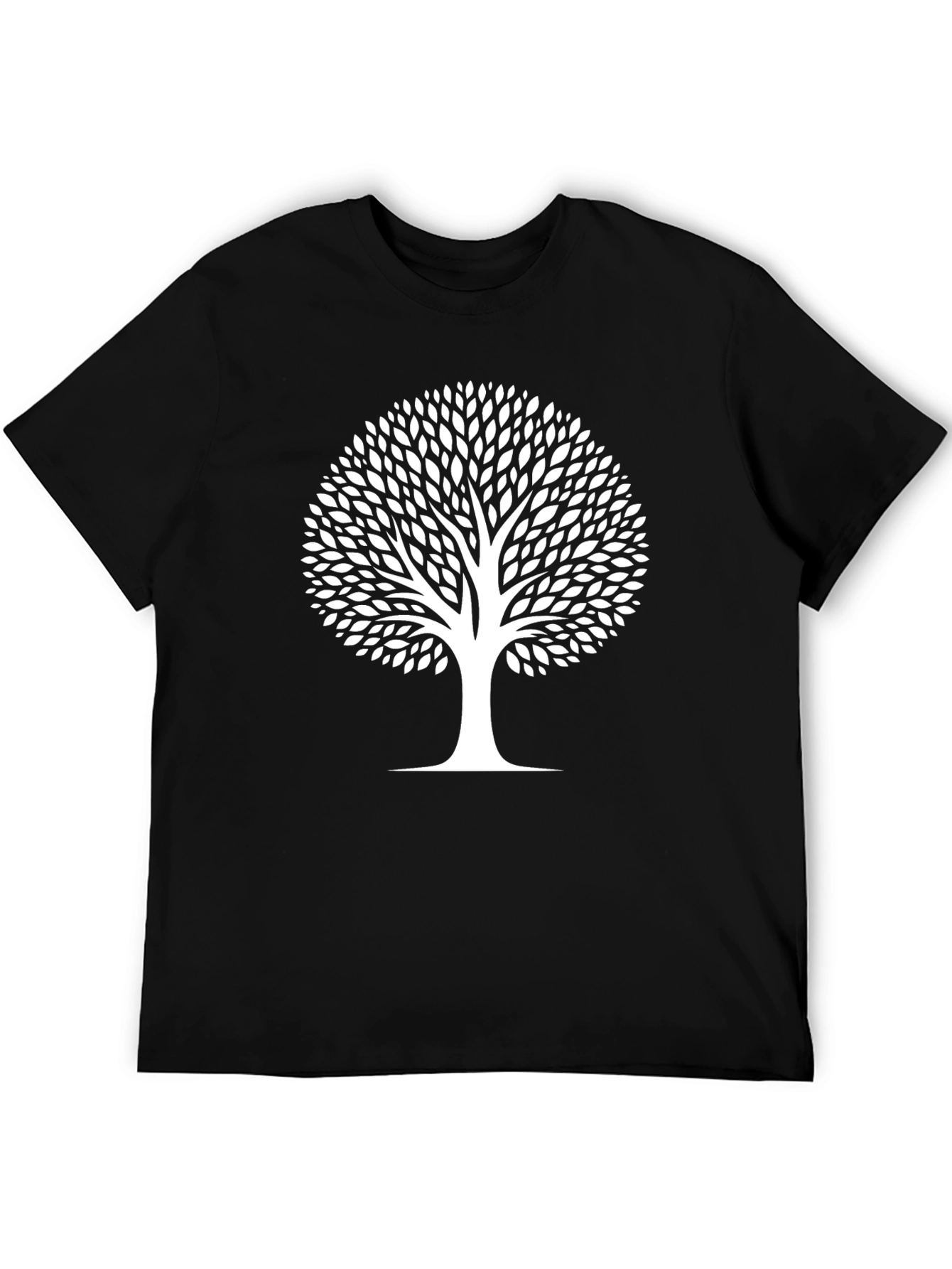 Black T-Shirt with White Tree Graphic