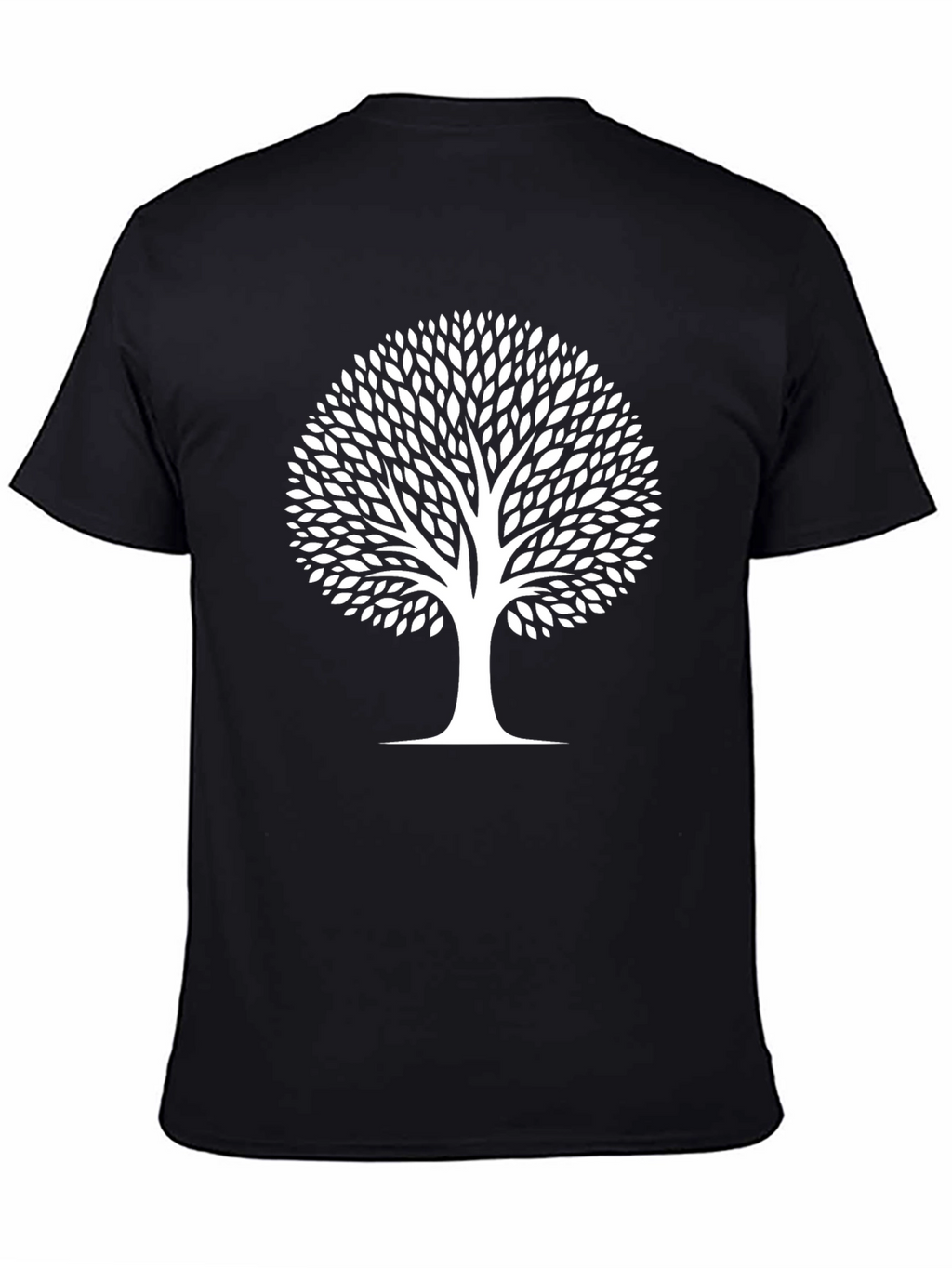 Black T-Shirt with White Tree Graphic