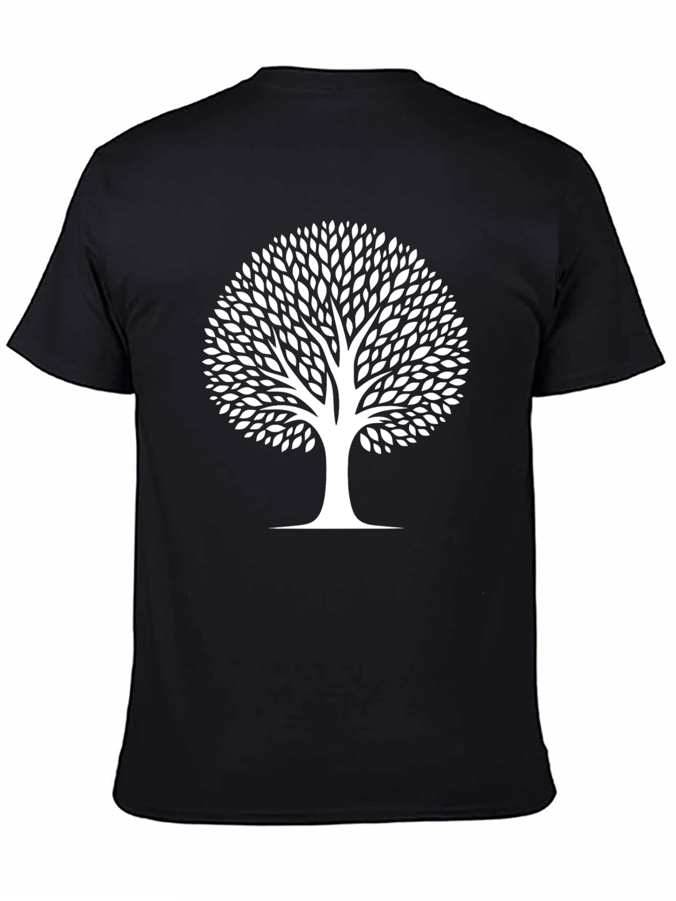 Black T-Shirt with White Tree Graphic