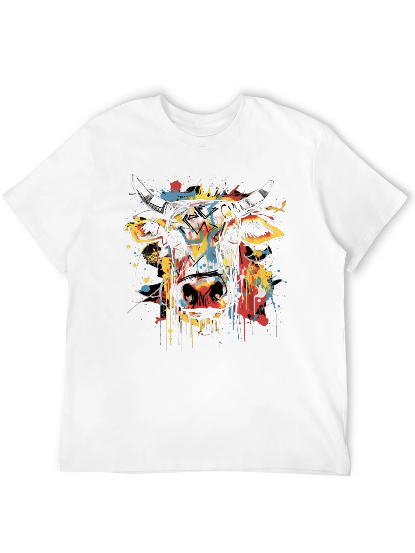 Abstract Cow Graphic Tee - Mens Black T-Shirt