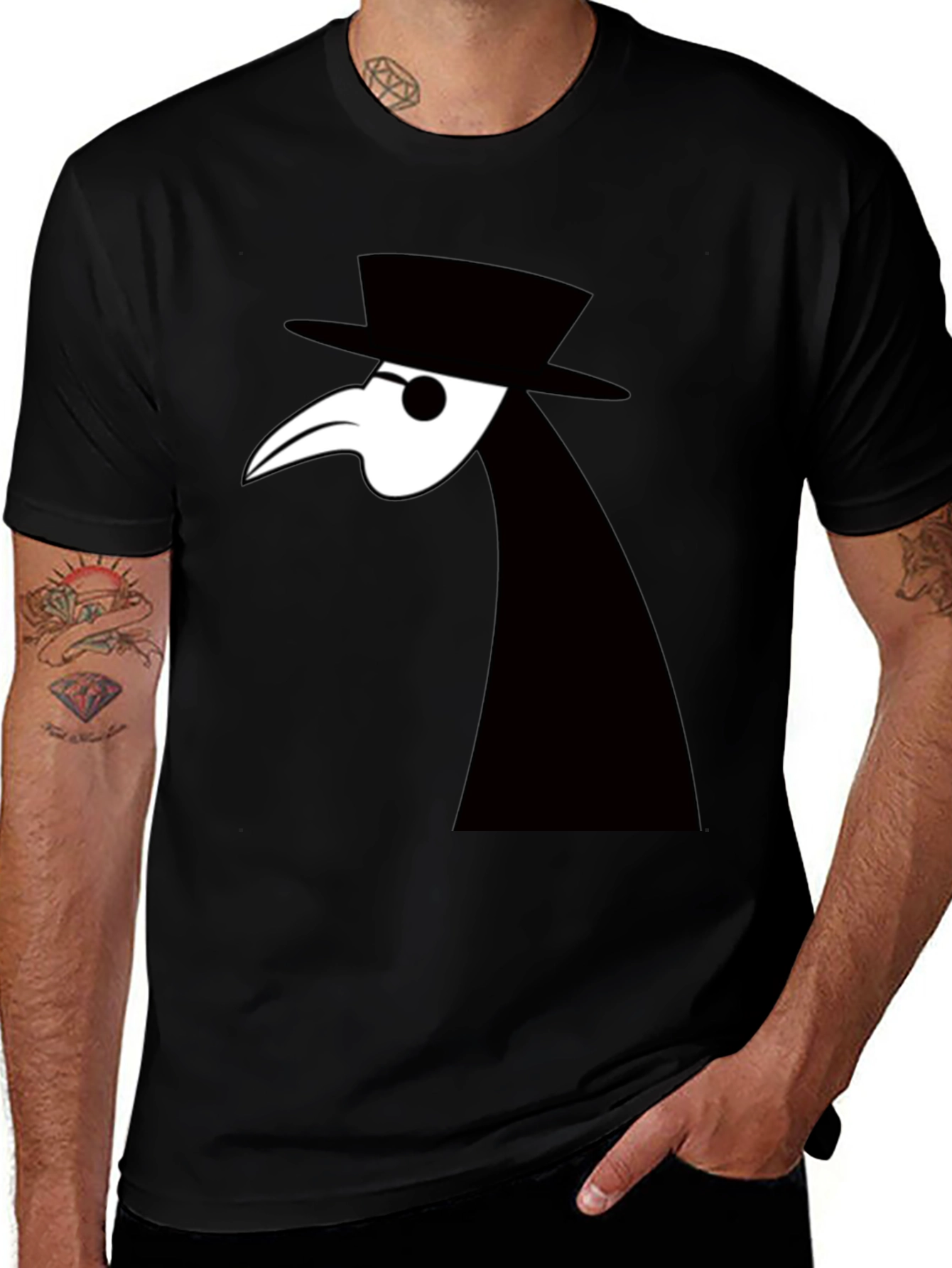 Plague Doctor Graphic Tee - Unique Black T-Shirt